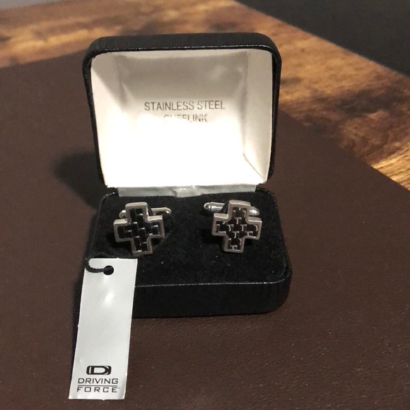 Y2K Vintage Stainless steel cross cuff links - Picture 1 of 6